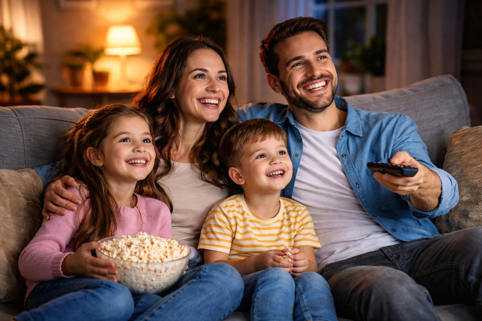 Família assistindo TV